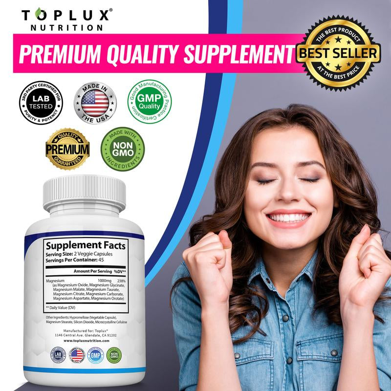 Toplux Magnesium Complex 8 Essential Magnesium Supplement 1000Mg